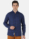 Men Royal Blue Check Linen Shirt
