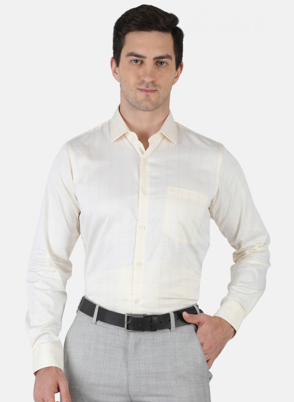 Men Yellow Check Shirt