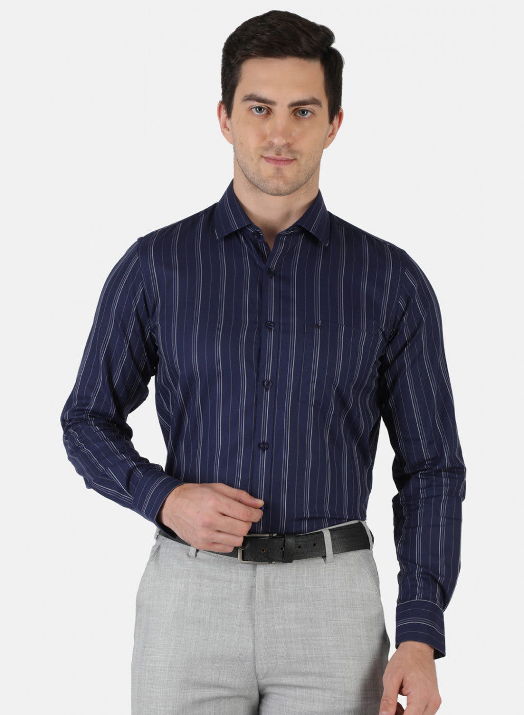 Men NAvy Blue Stripe Shirt