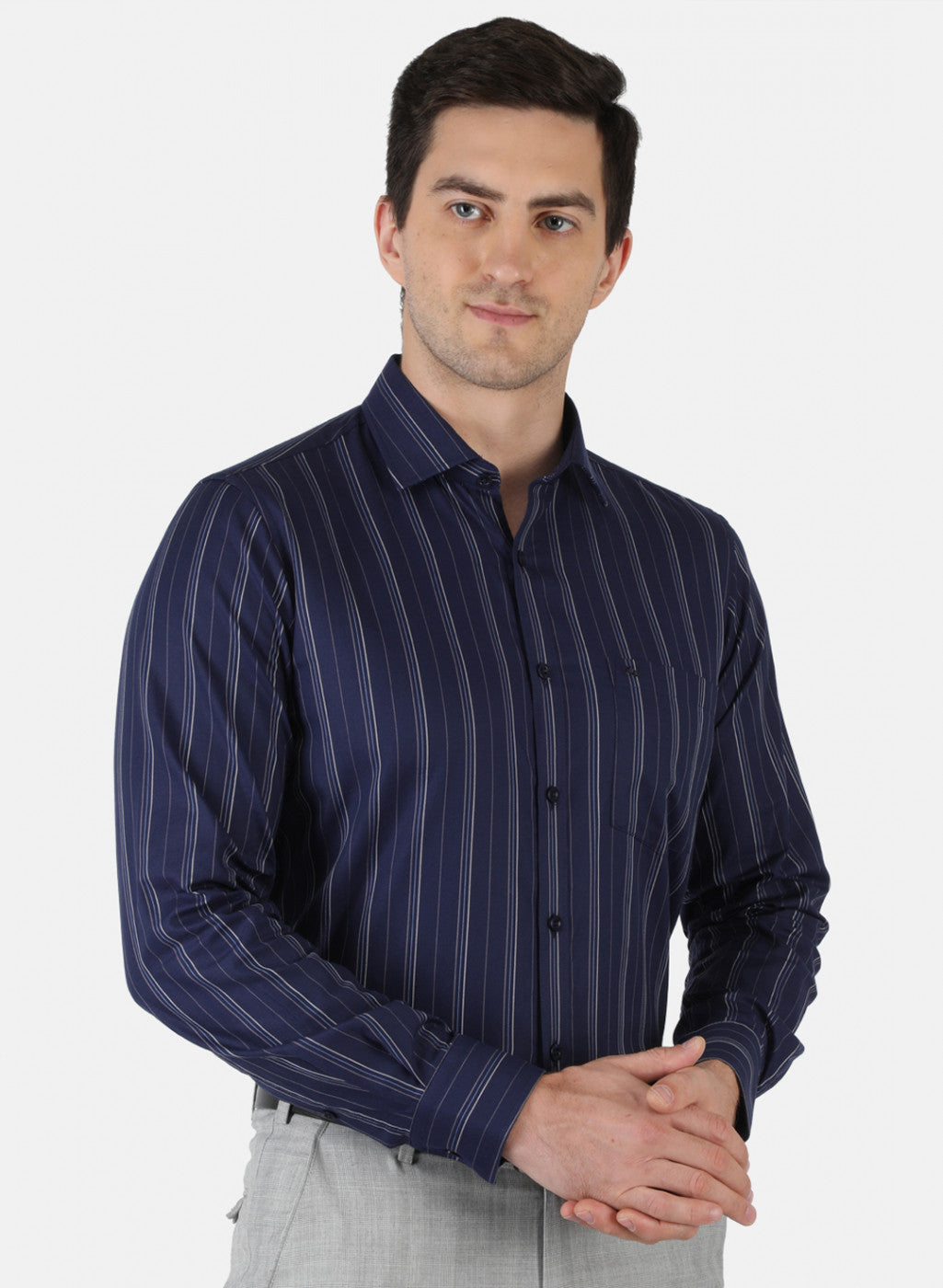 Men NAvy Blue Stripe Shirt