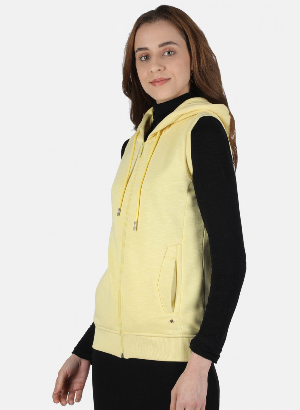 Women Yellow Solid Sweatshirt