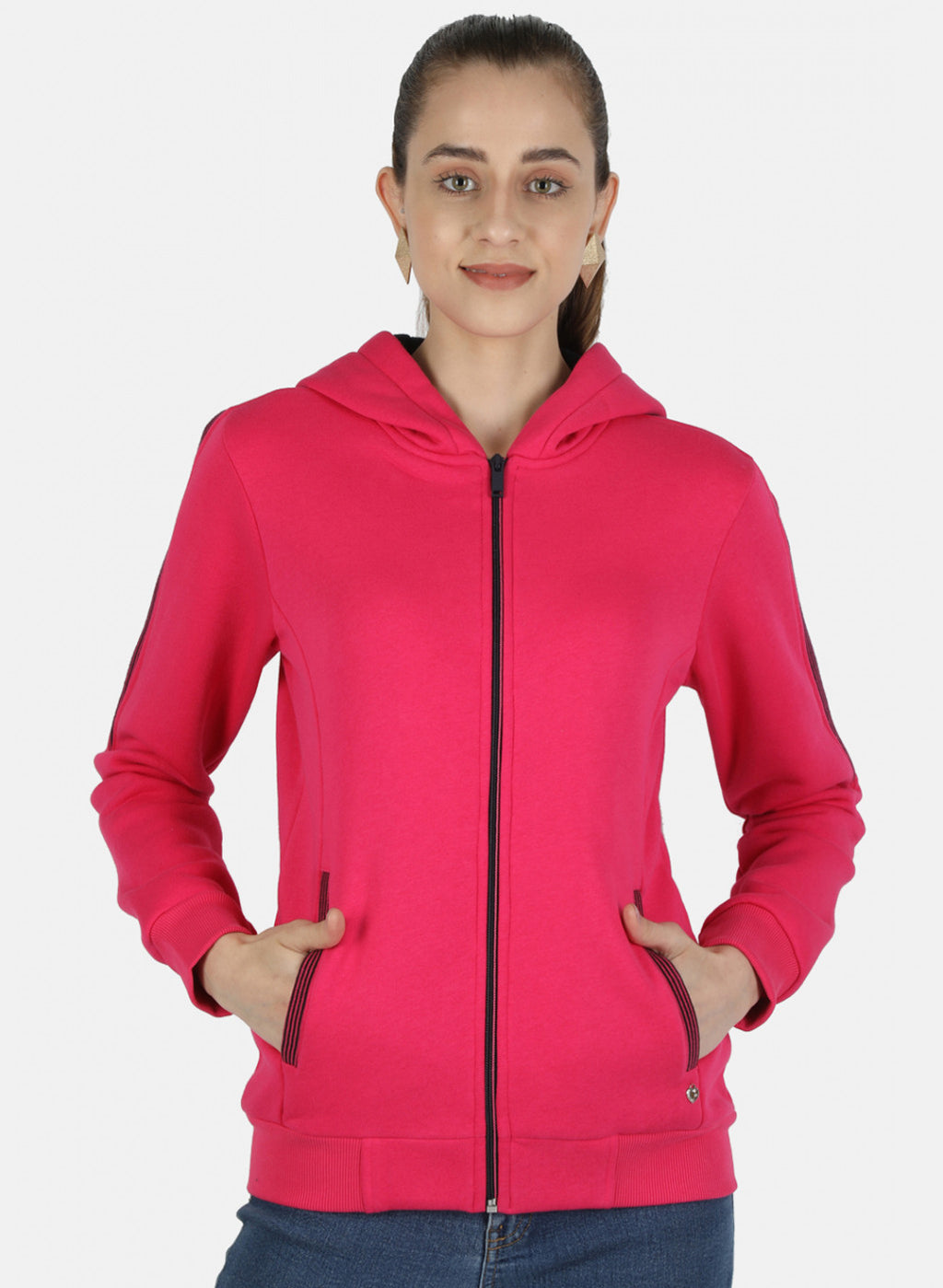 Women Pink Solid Sweatshirt