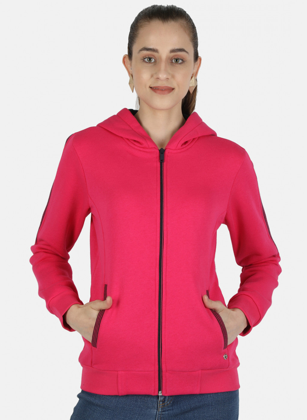 Women Pink Solid Sweatshirt