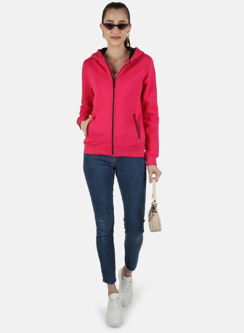 Women Pink Solid Sweatshirt