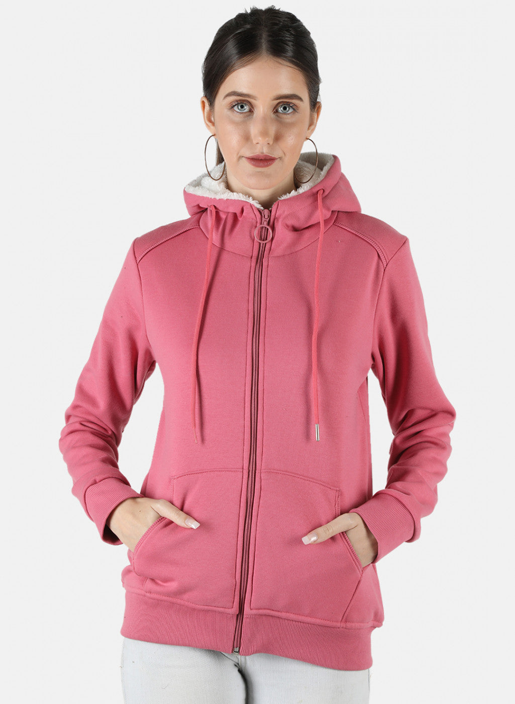 Women Pink Solid Sweatshirt