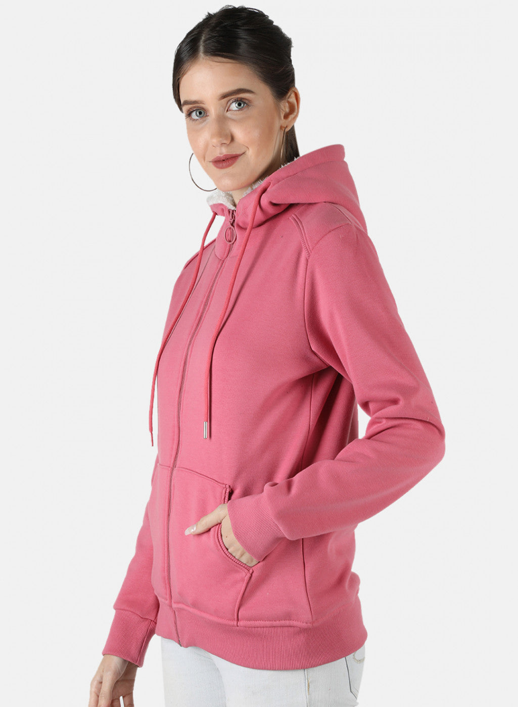 Women Pink Solid Sweatshirt