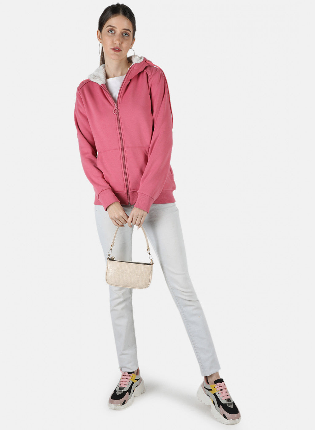 Women Pink Solid Sweatshirt