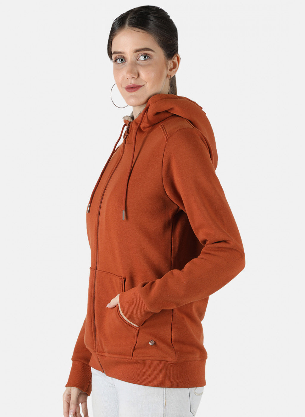 Women Brown Solid Sweatshirt