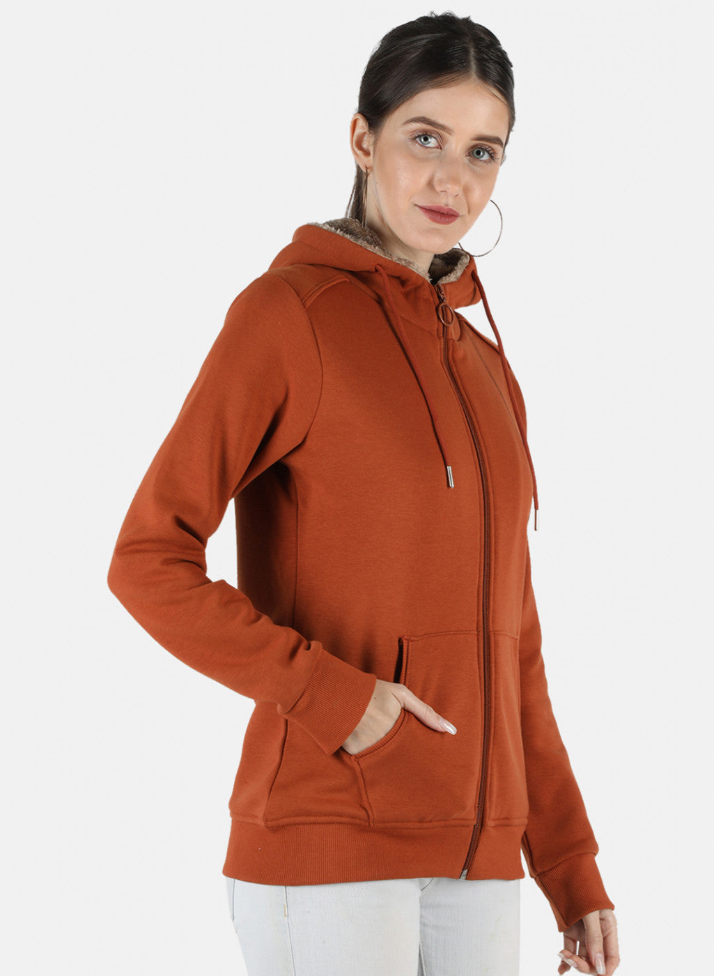 Women Brown Solid Sweatshirt