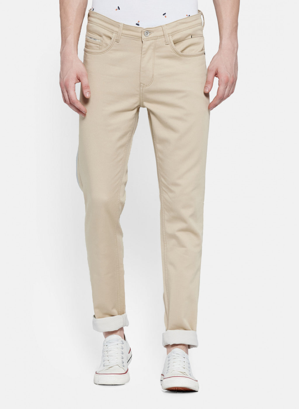 Mens Beige Slim Fit Trouser