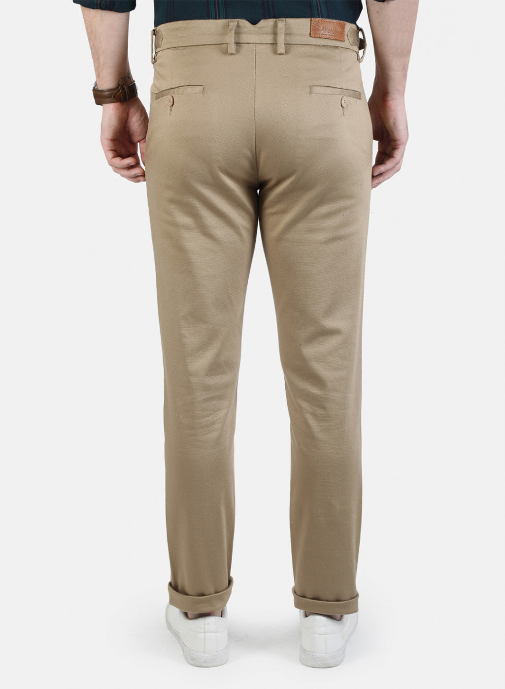 Men Khaki Solid Trouser