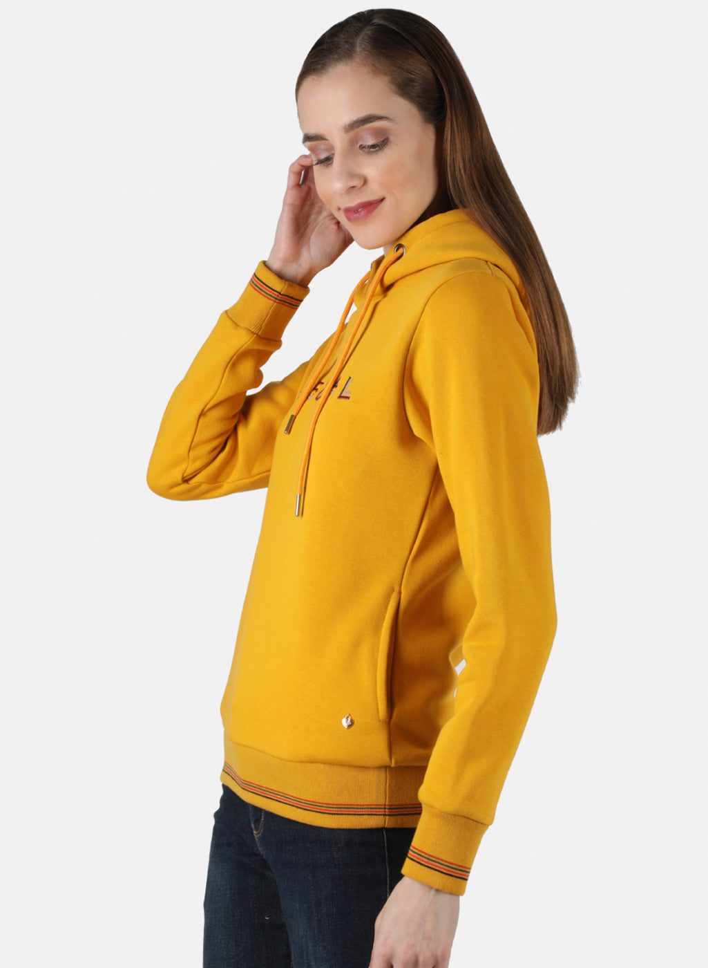 Women Mustard Embroidered Sweatshirt