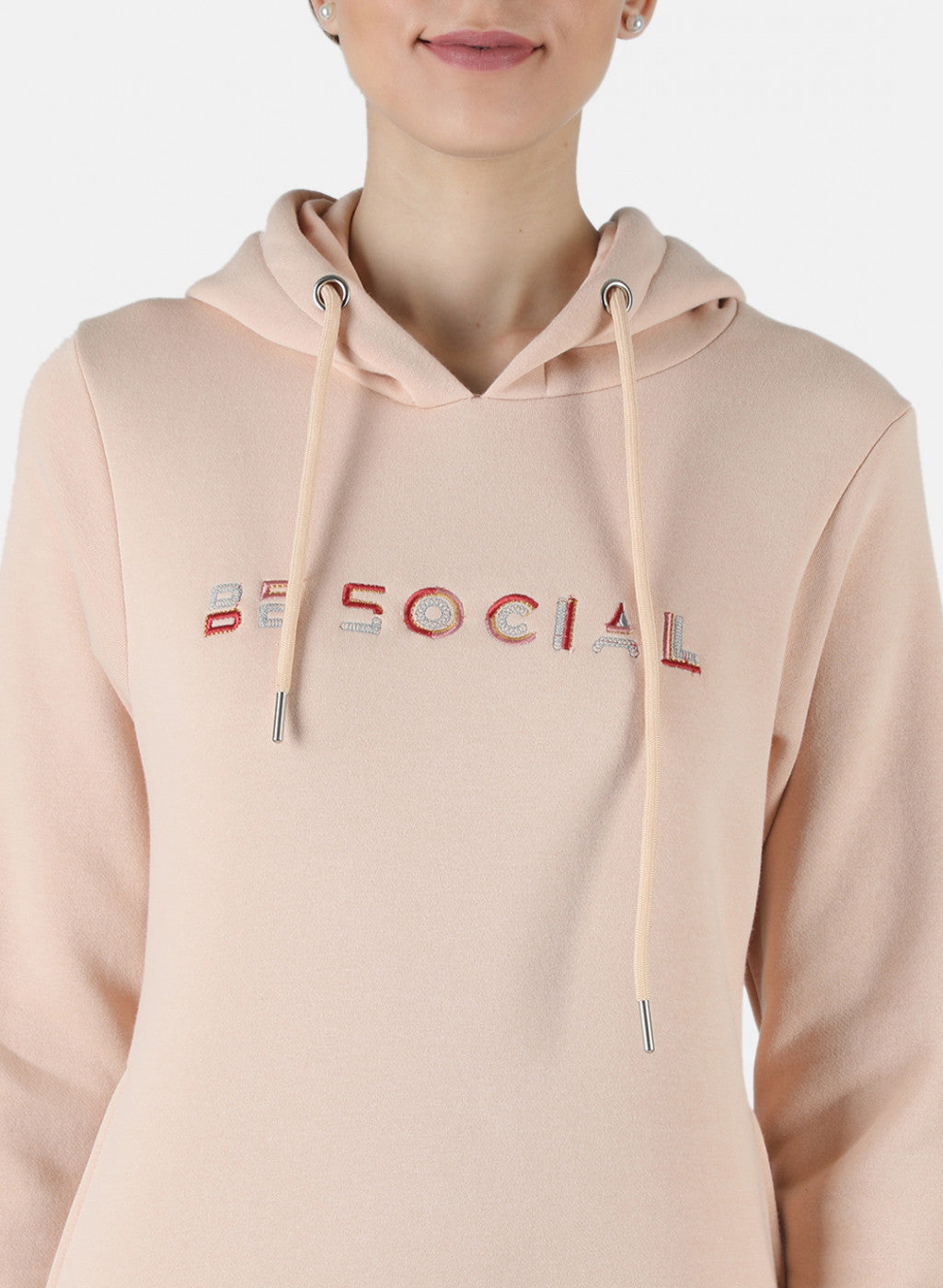 Women Beige Embroidered Sweatshirt