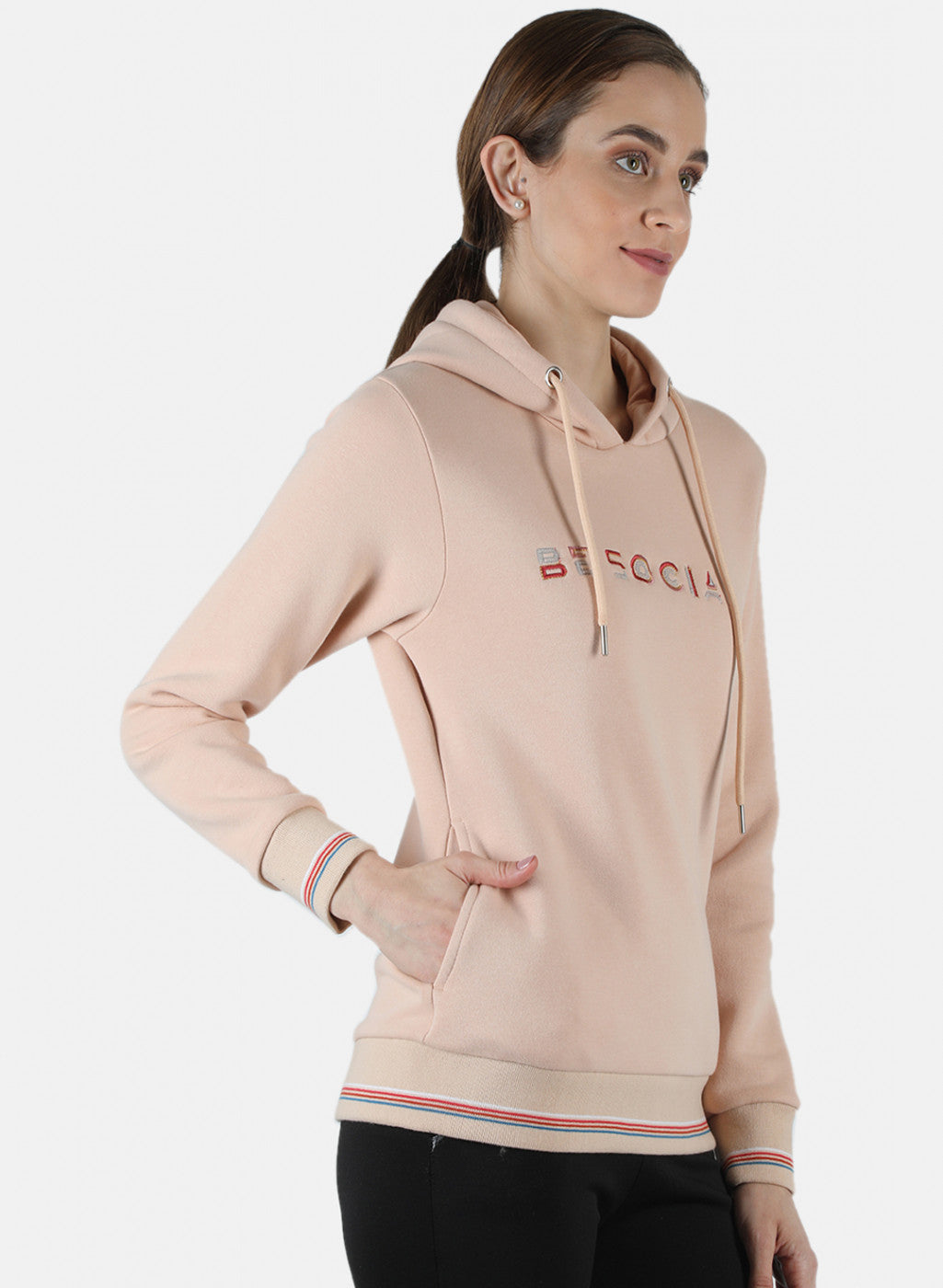 Women Beige Embroidered Sweatshirt