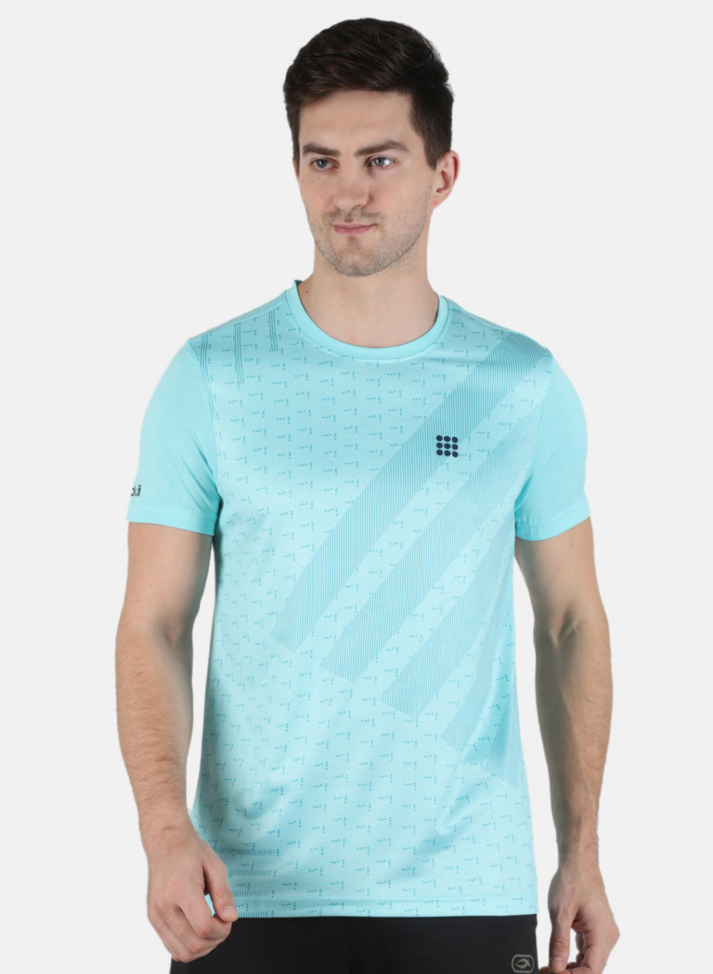 Rock.it Men Sky Blue Printed Round Neck T-Shirt