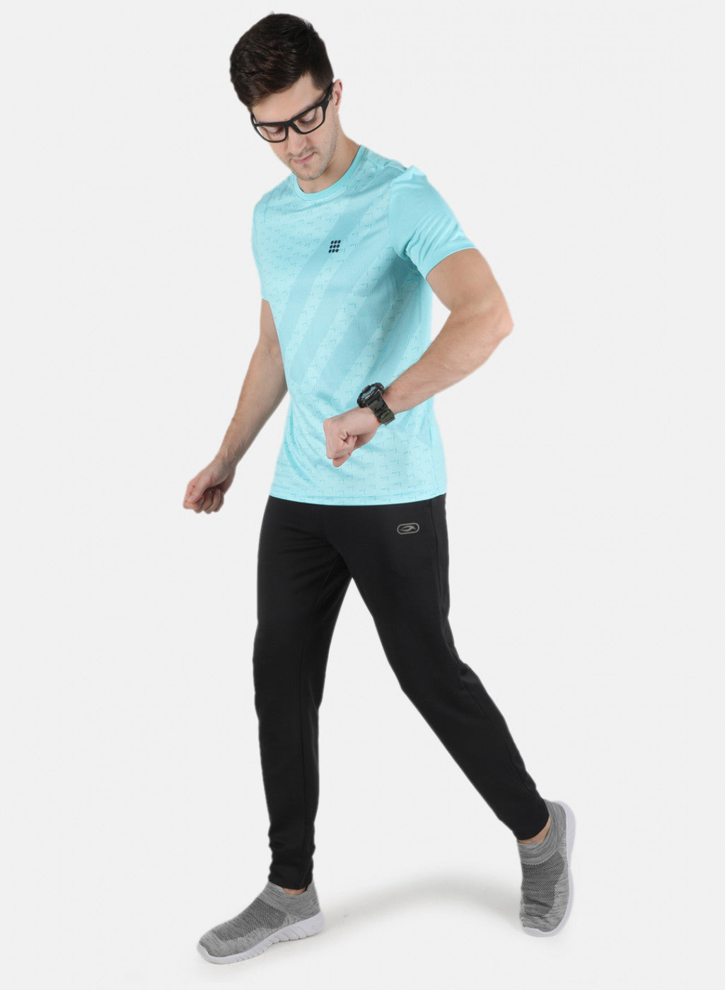 Rock.it Men Sky Blue Printed Round Neck T-Shirt
