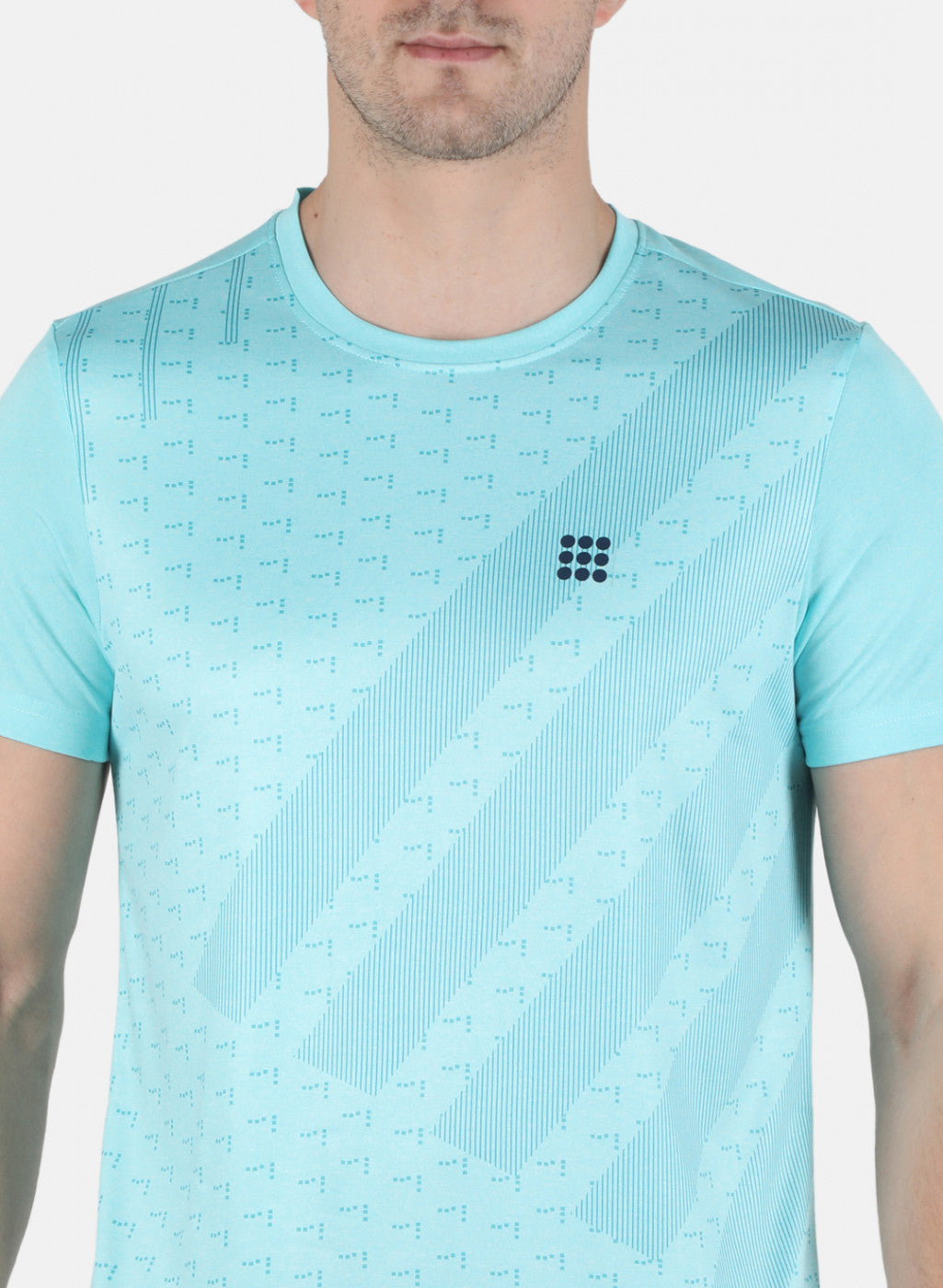 Rock.it Men Sky Blue Printed Round Neck T-Shirt