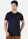 Rock.it Men Navy Blue Self Design Round Neck T-Shirt