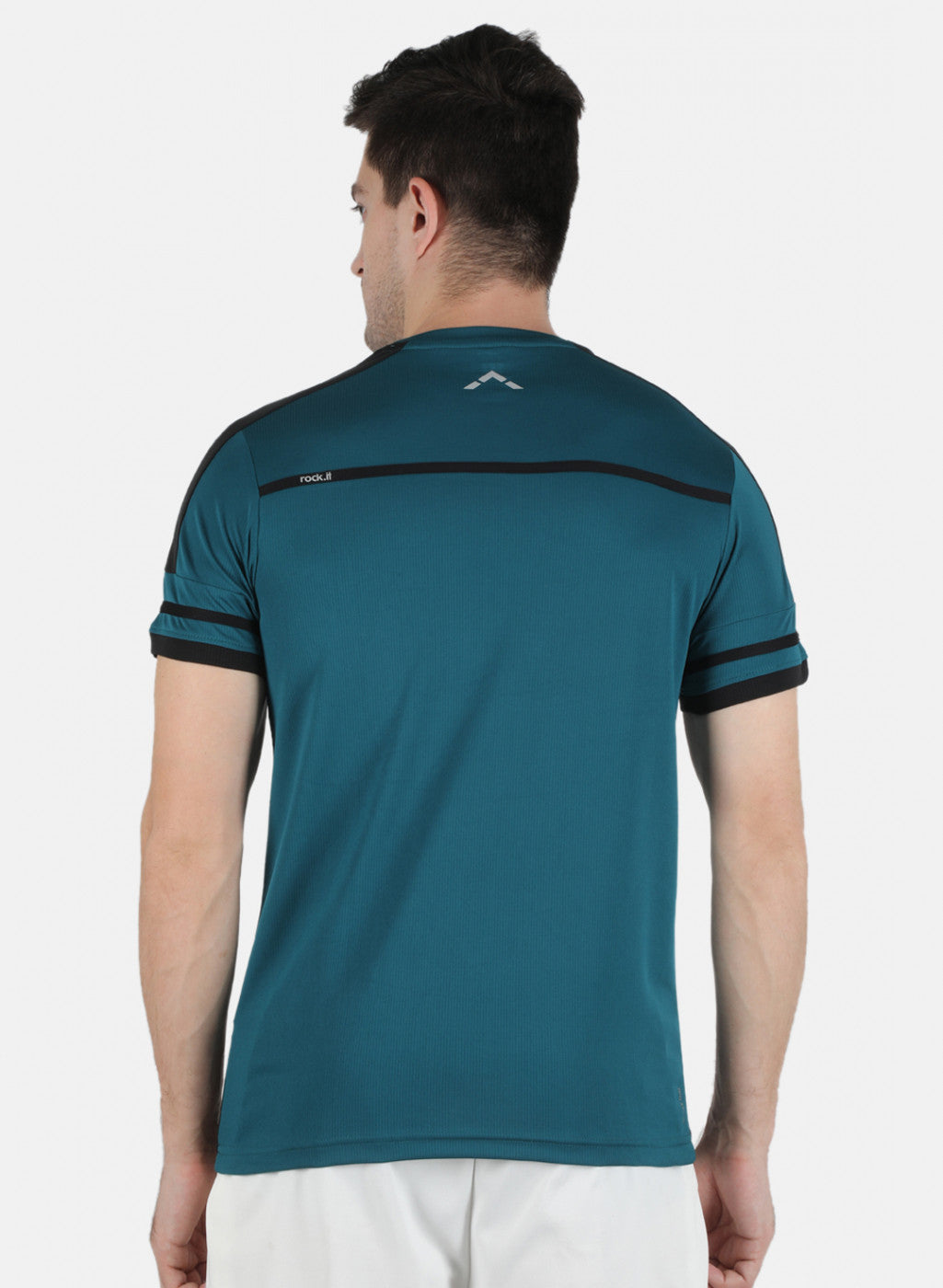 Rock.it Men Blue Self Design Round Neck T-Shirt