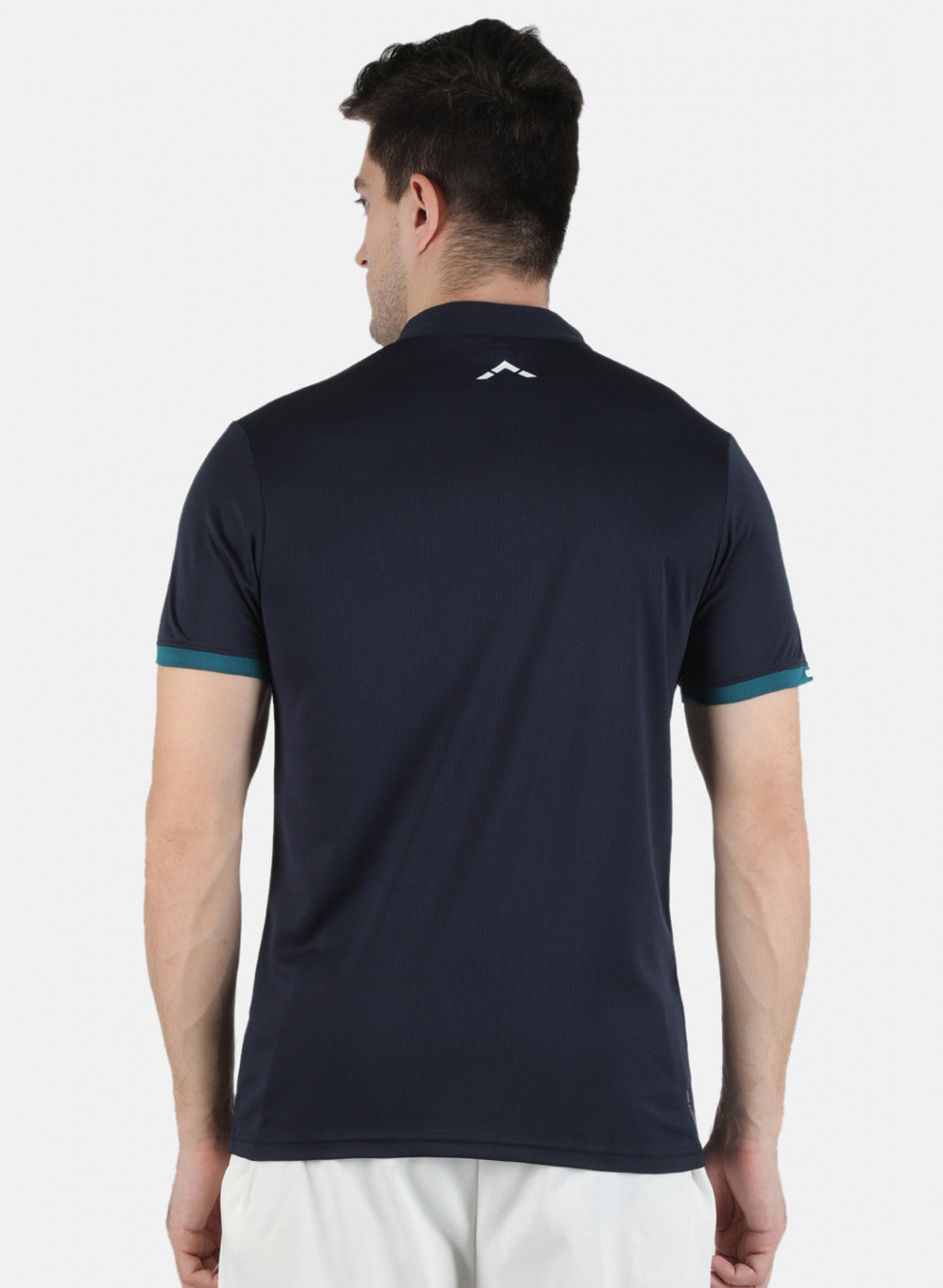 Rock.it Men Navy Blue Self Design Collar T-Shirt