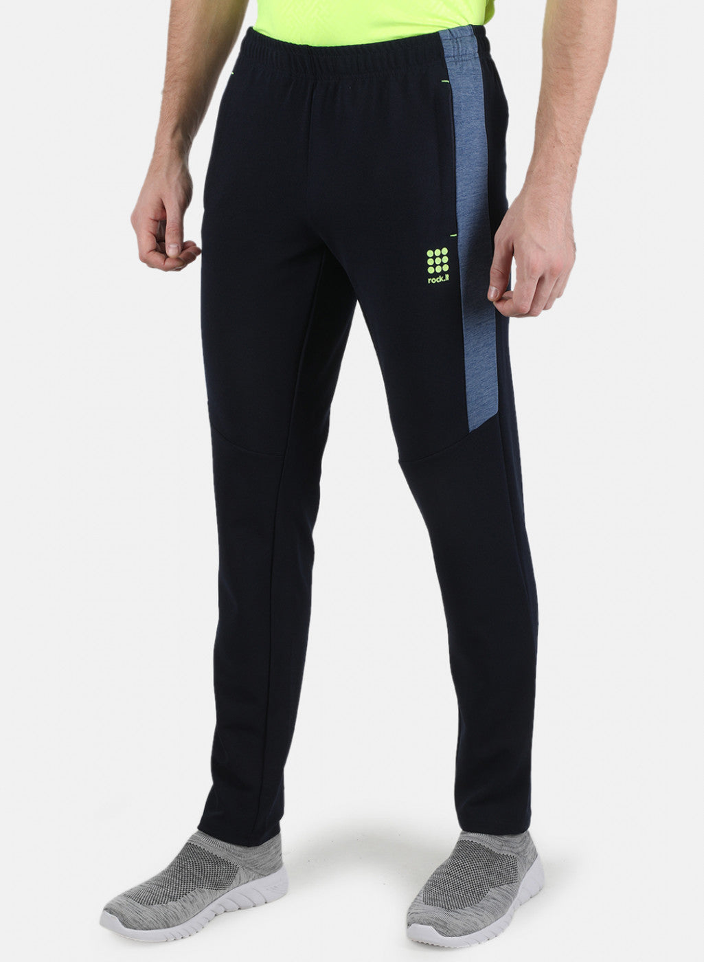 Rock.it Men Navy Blue Self Design Track Pant