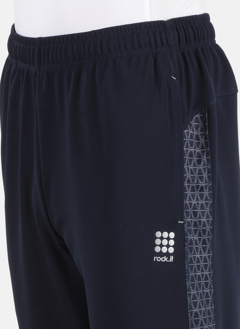 Rock.it Men Navy Blue Self Design Track Pant