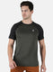 Rock.it Men Olive Self Design Round Neck T-Shirt