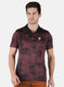 Rock.it Men Maroon Self Design Collar T-Shirt
