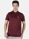 Rock.it Men Maroon Self Design Collar T-Shirt