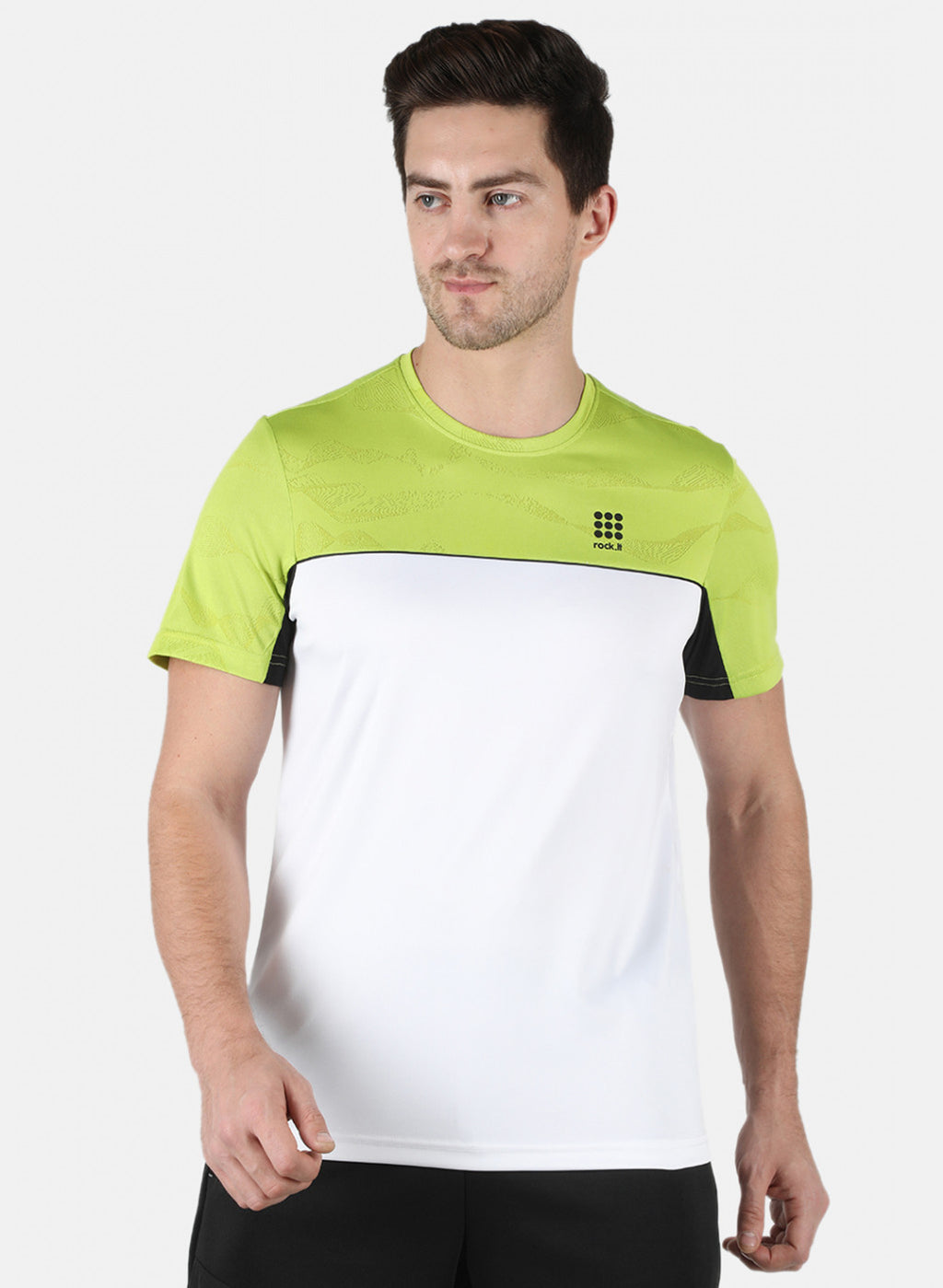 Rock.it Men White Self Design Round Neck T-Shirt