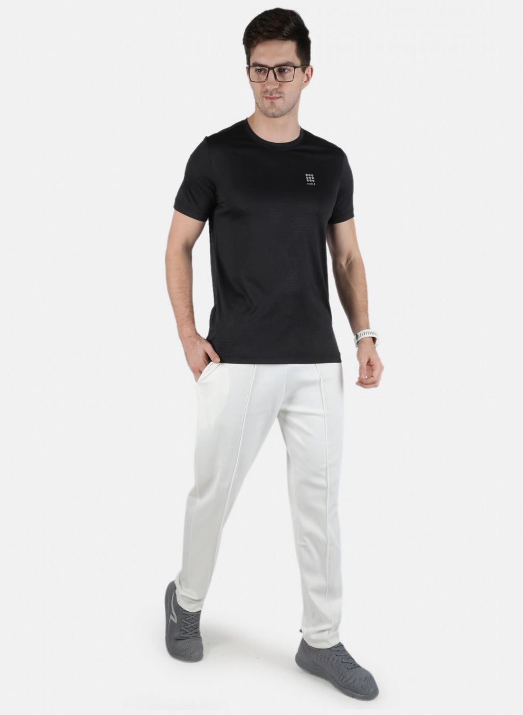 Rock.it Men Black Self Design Round Neck T-Shirt