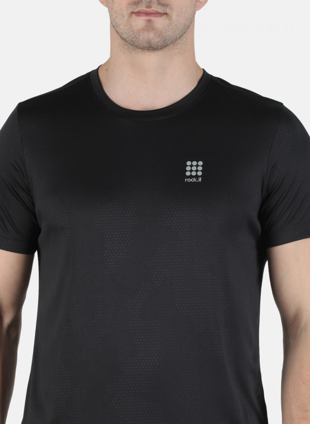 Rock.it Men Black Self Design Round Neck T-Shirt
