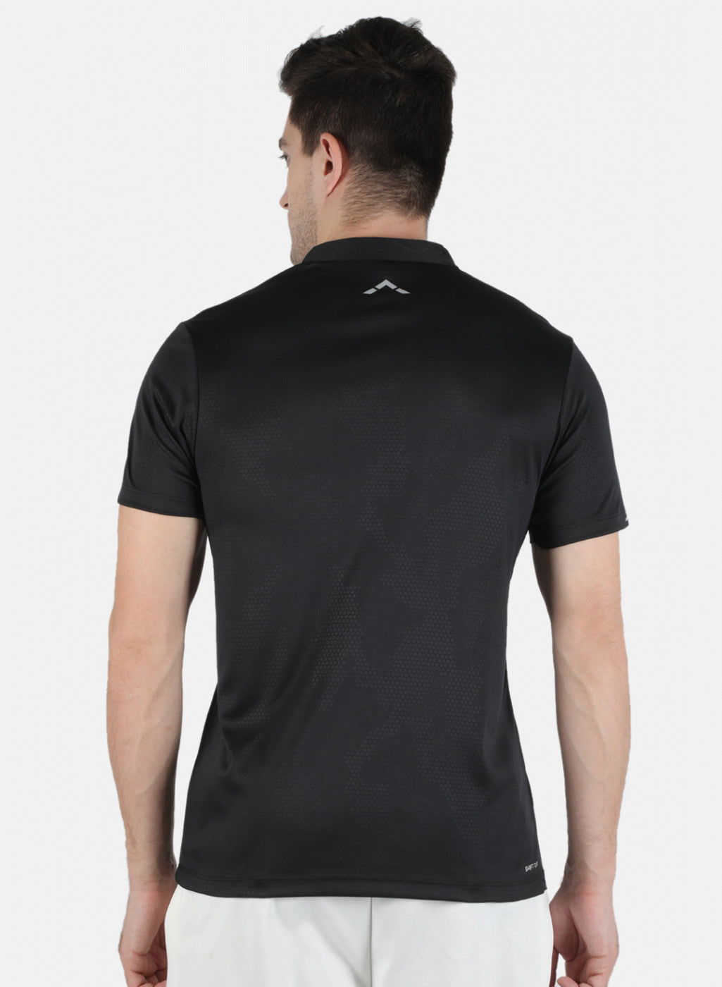 Rock.it Men Black Self Design Collar T-Shirt