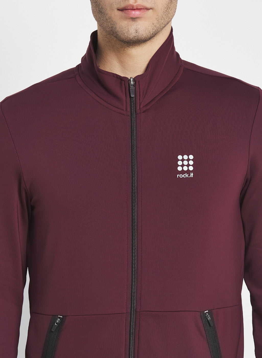 Rock.it Men Maroon Solid Sweatshirt