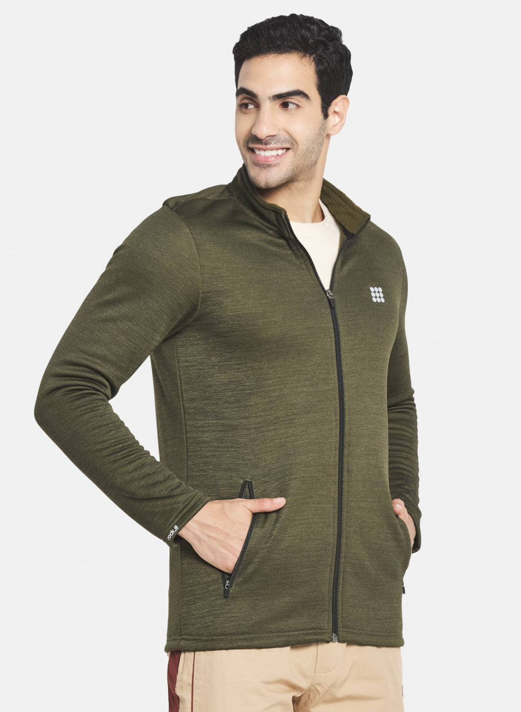 Rock.it Men Olive Solid Sweatshirt