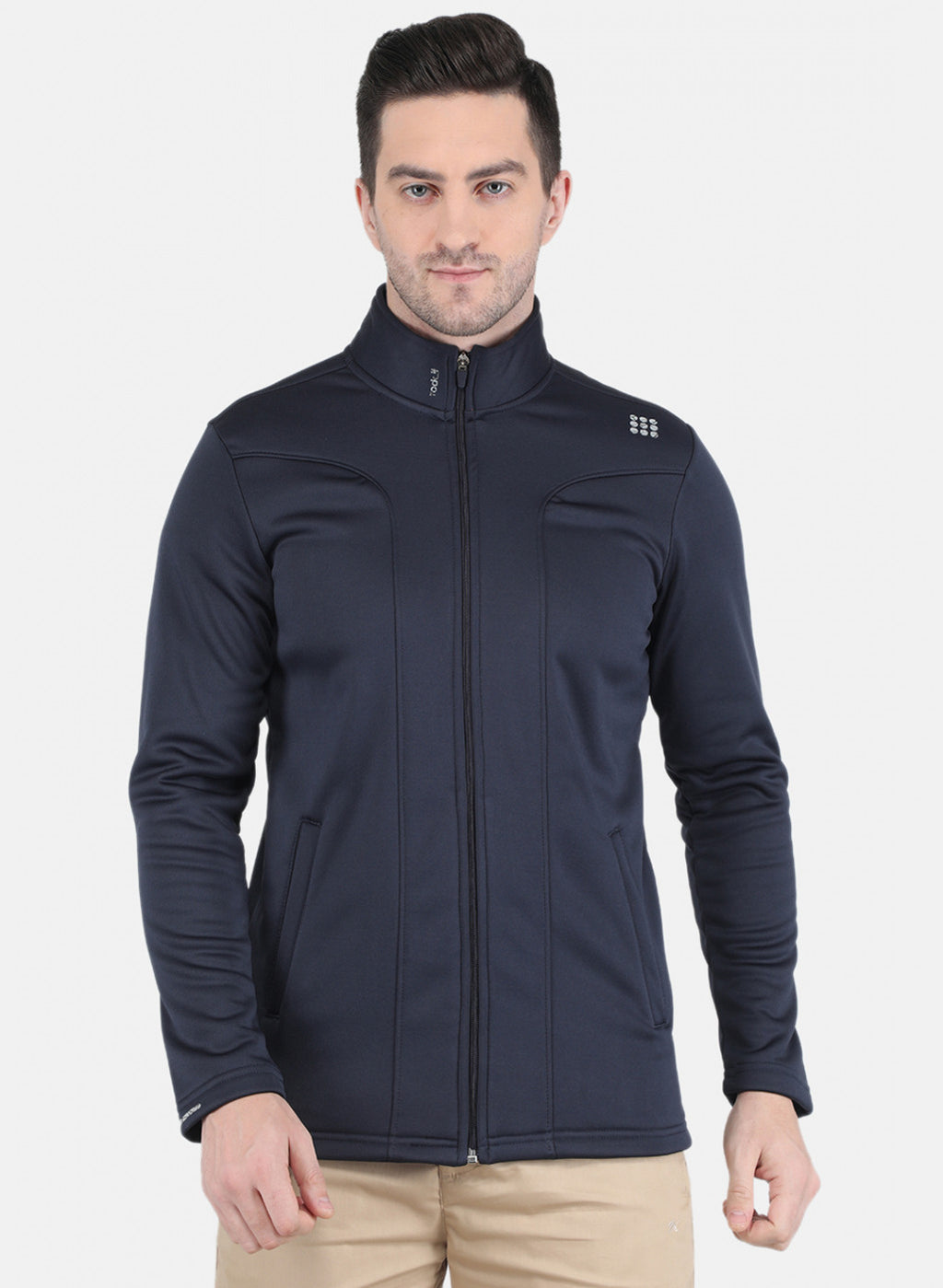 Rock.it Men Navy Blue Solid Sweatshirt