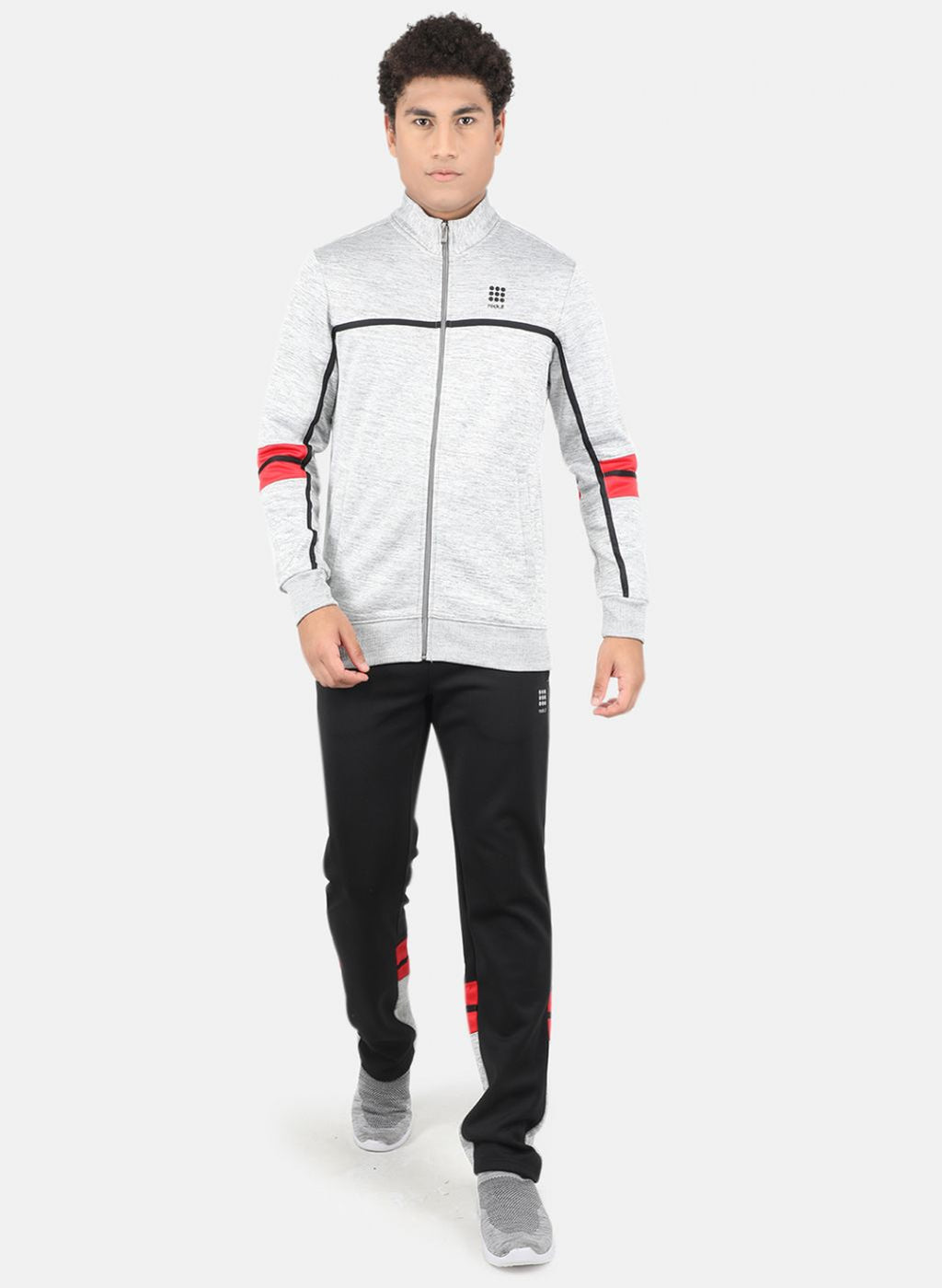 Rock.it Men Grey & Black Solid Tracksuit