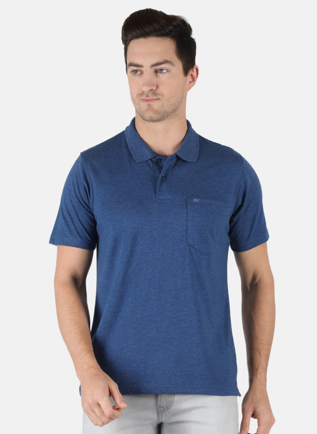 Men Blue Plain T-Shirt
