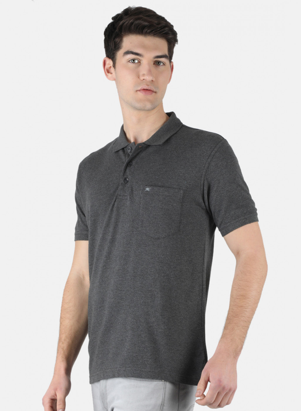 Men Grey Plain T-Shirt