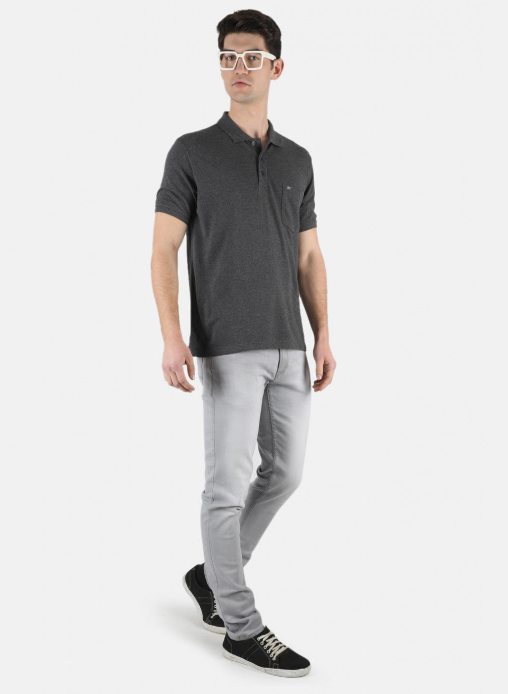 Men Grey Plain T-Shirt