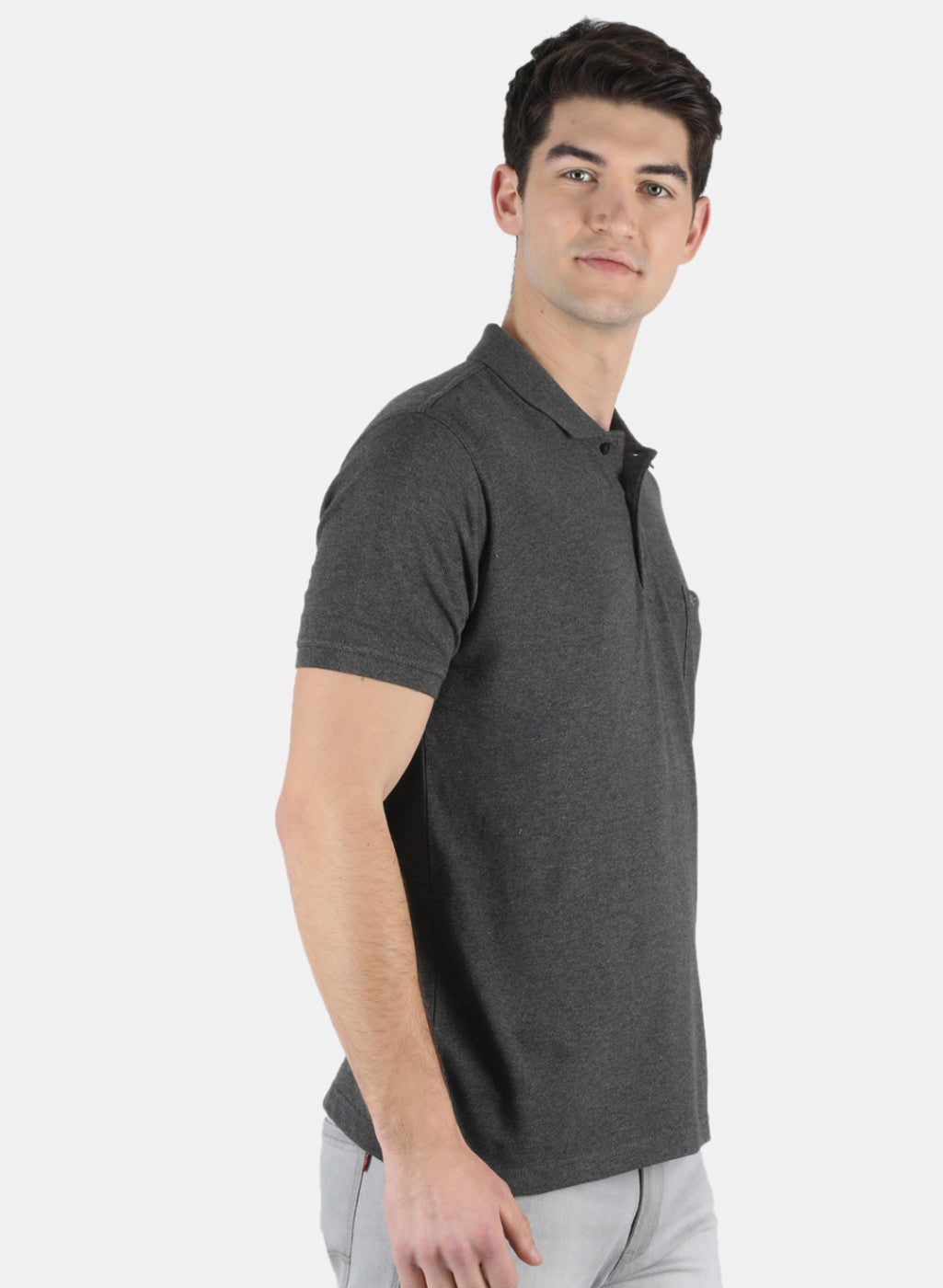 Men Grey Plain T-Shirt