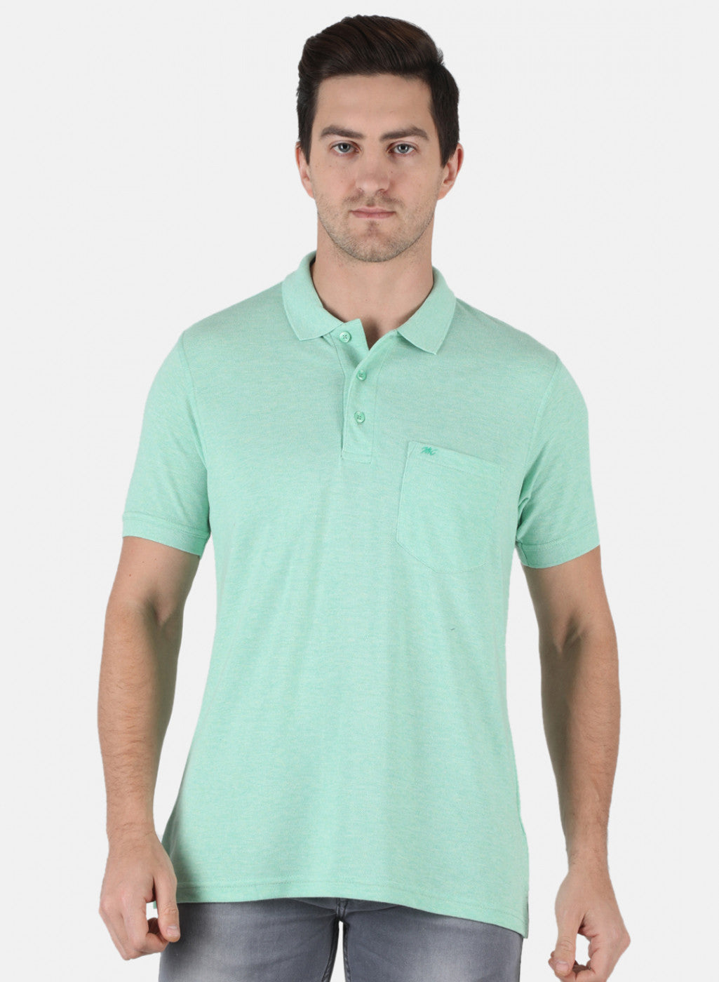 Men Green Plain T-Shirt