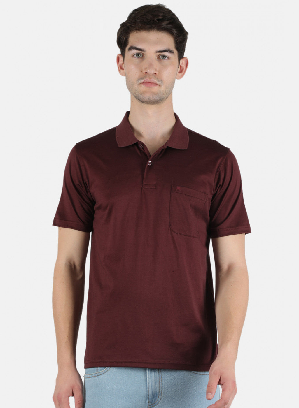 Men Maroon Plain T-Shirt