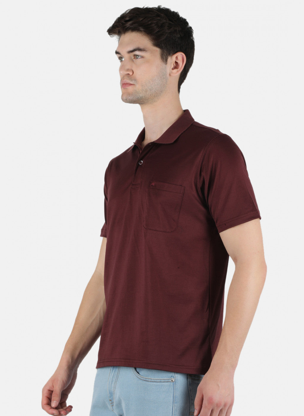 Men Maroon Plain T-Shirt