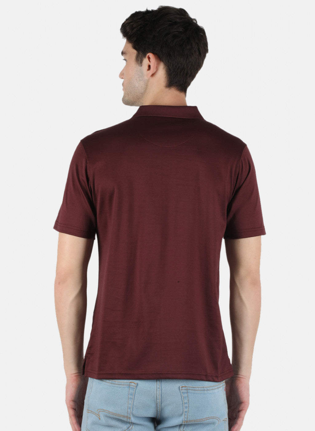 Men Maroon Plain T-Shirt