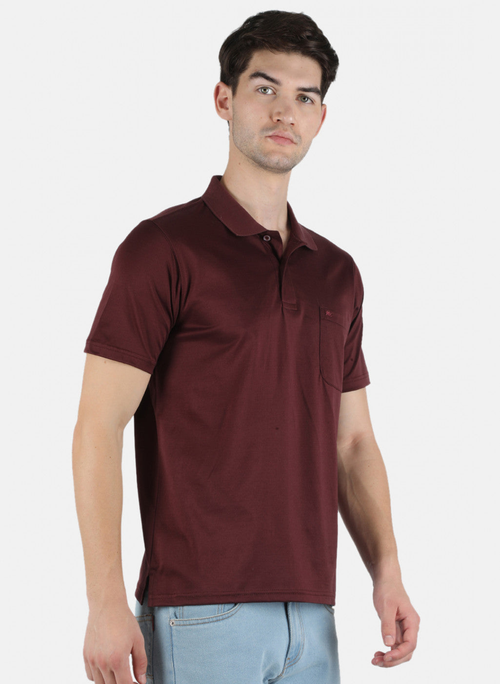 Men Maroon Plain T-Shirt