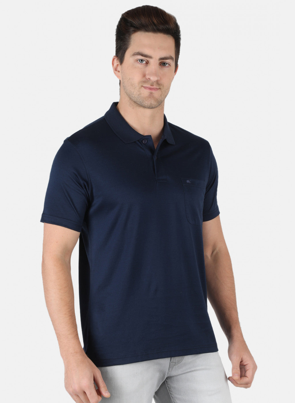 Men NAvy Blue Plain T-Shirt