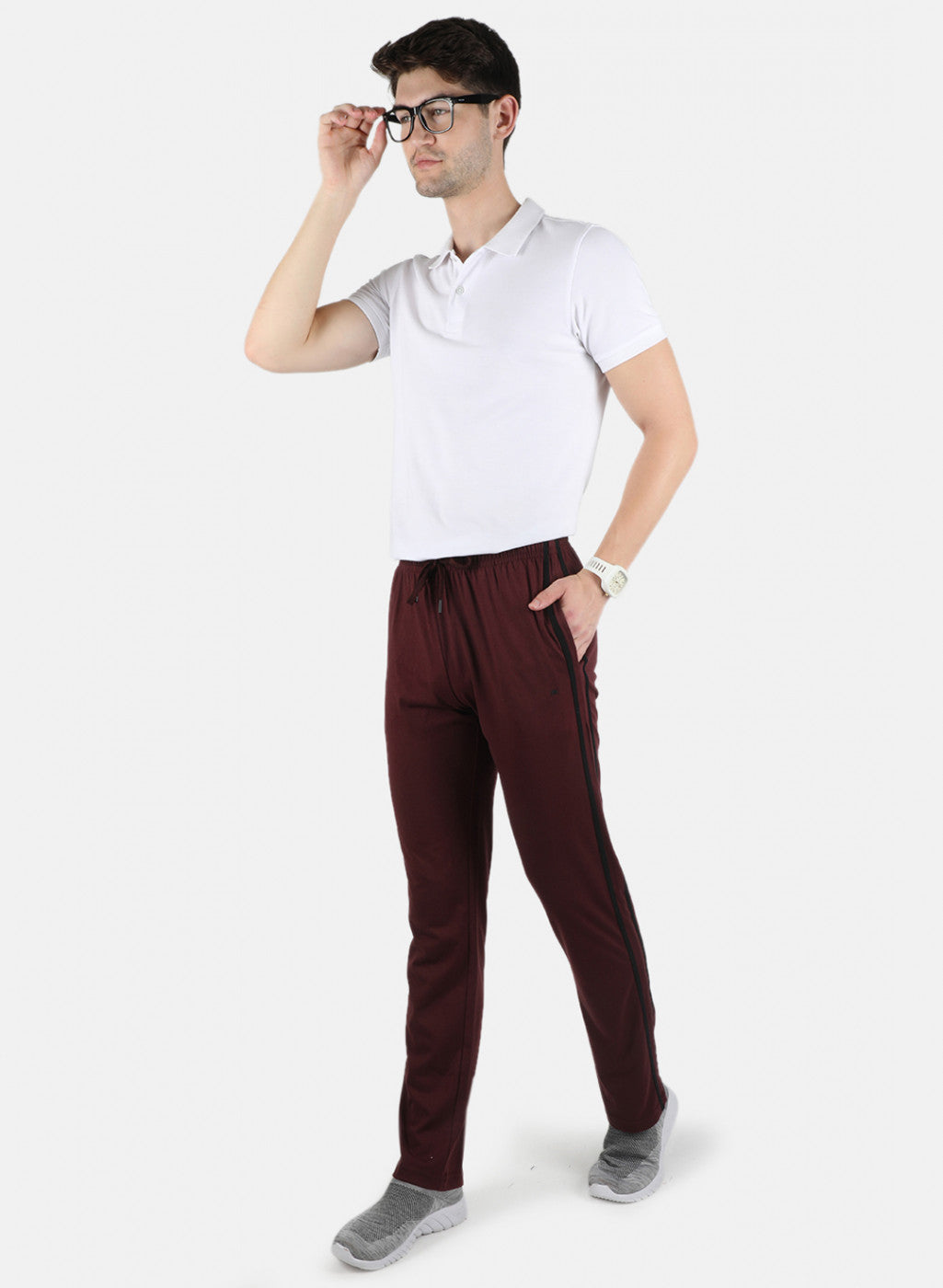 Men Maroon Plain Lower