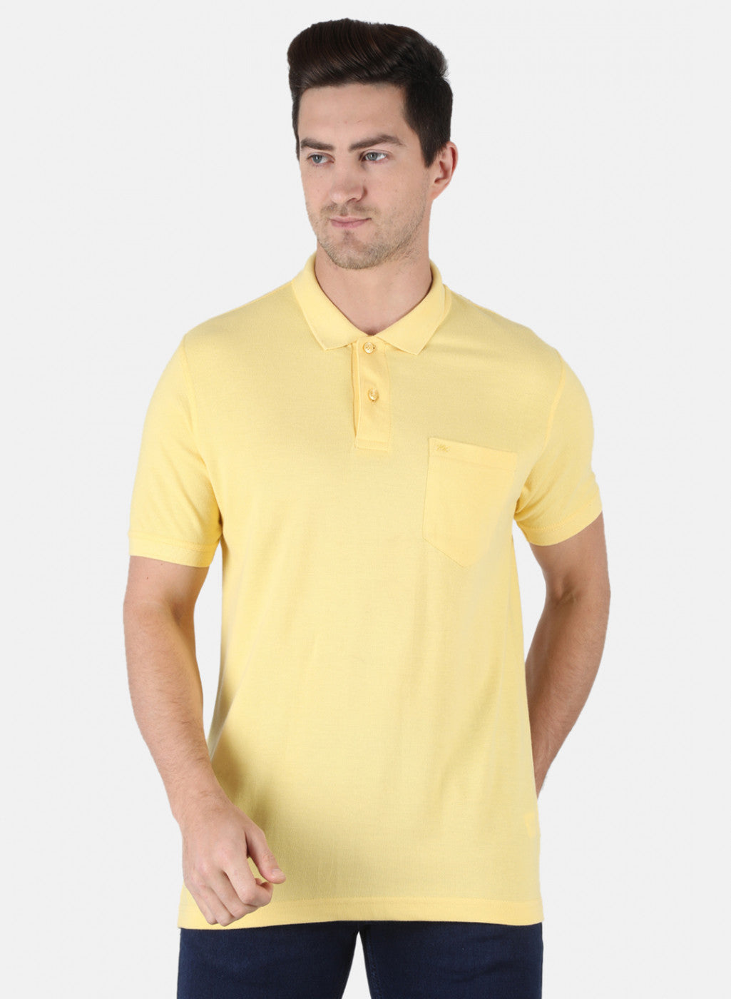 Men Yellow Plain T-Shirt