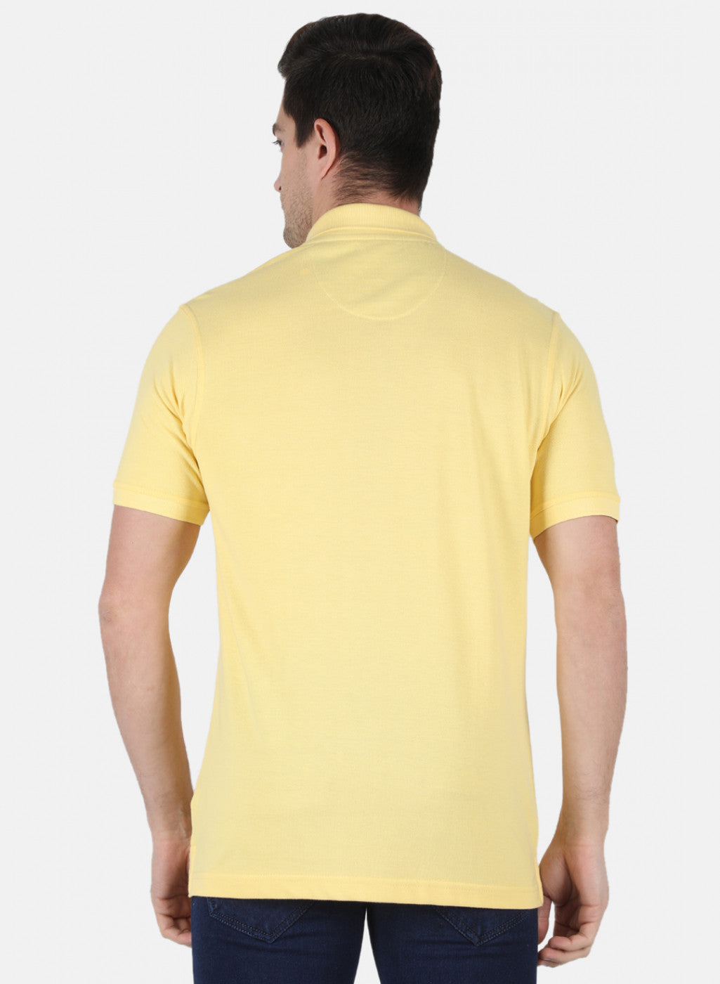 Men Yellow Plain T-Shirt